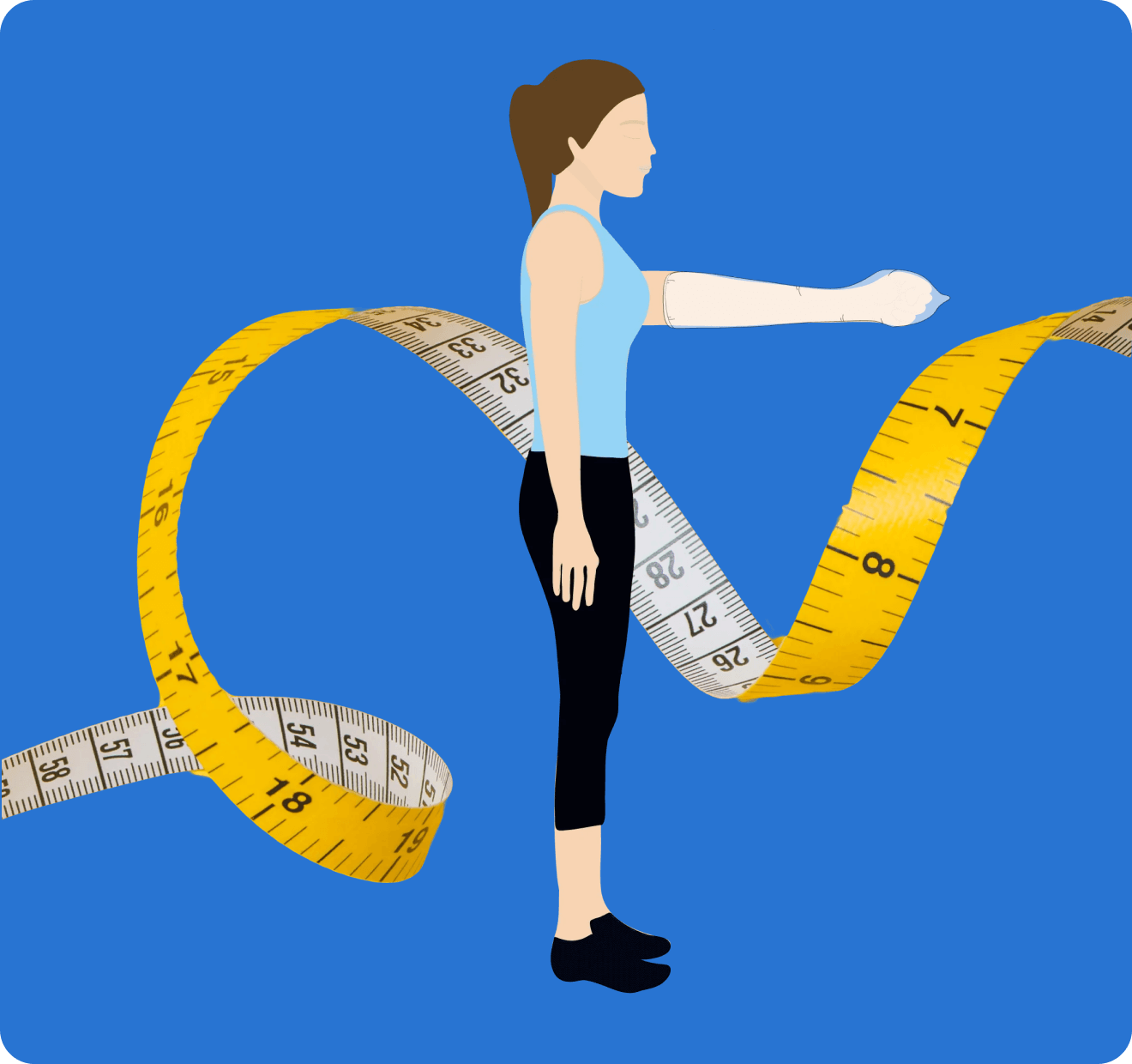 woman cartoon with tape measure