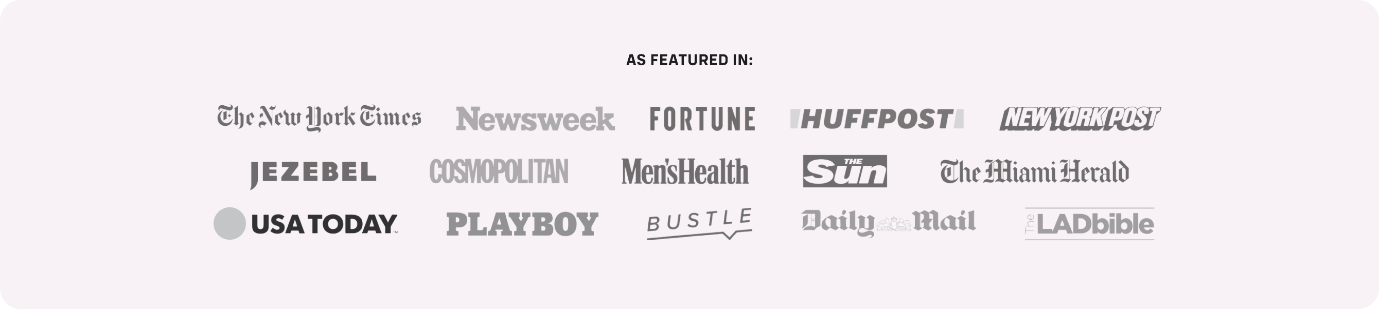 Logos of various media outlets on a white background