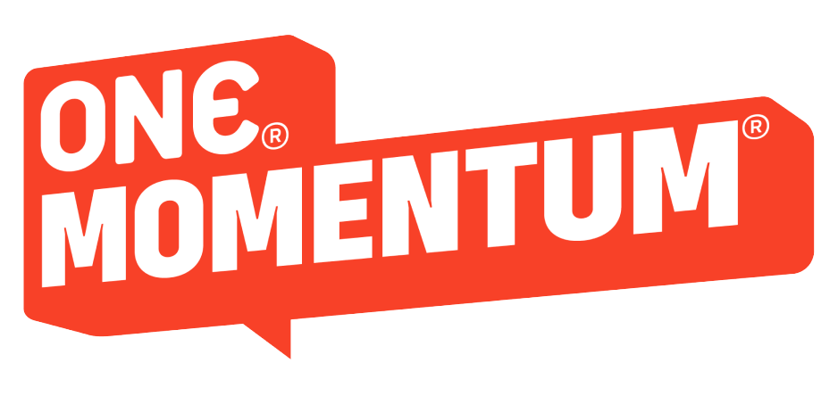 One Momentum logo with red background and white text
