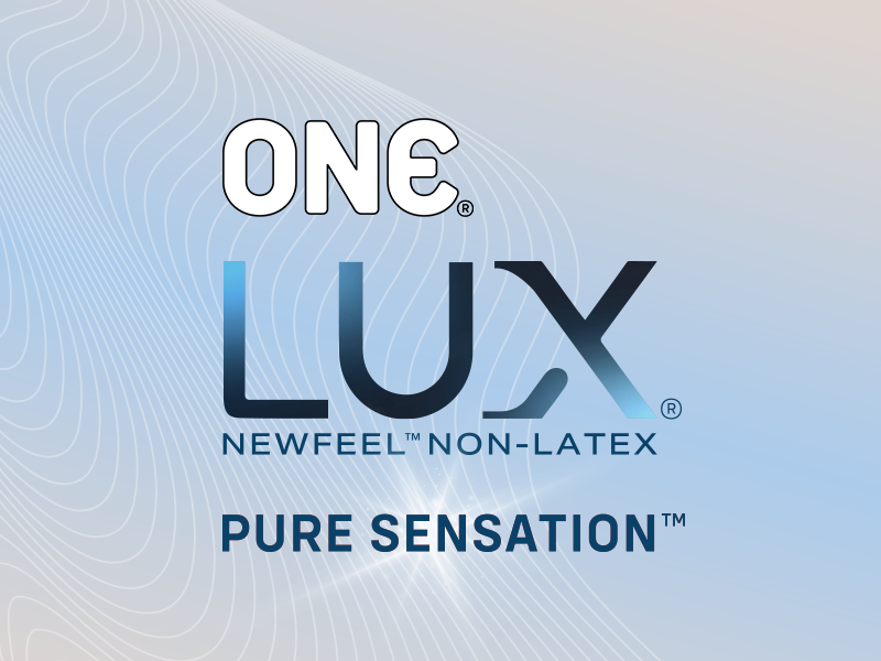 Blog image for ONE® Lux® Snug Non-Latex Condoms Now in Stores - image that reads ONE® Lux® NEWFEEL™ Non-Latex Pure Sensation™" 