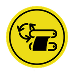Yellow circle with black icon on a black background